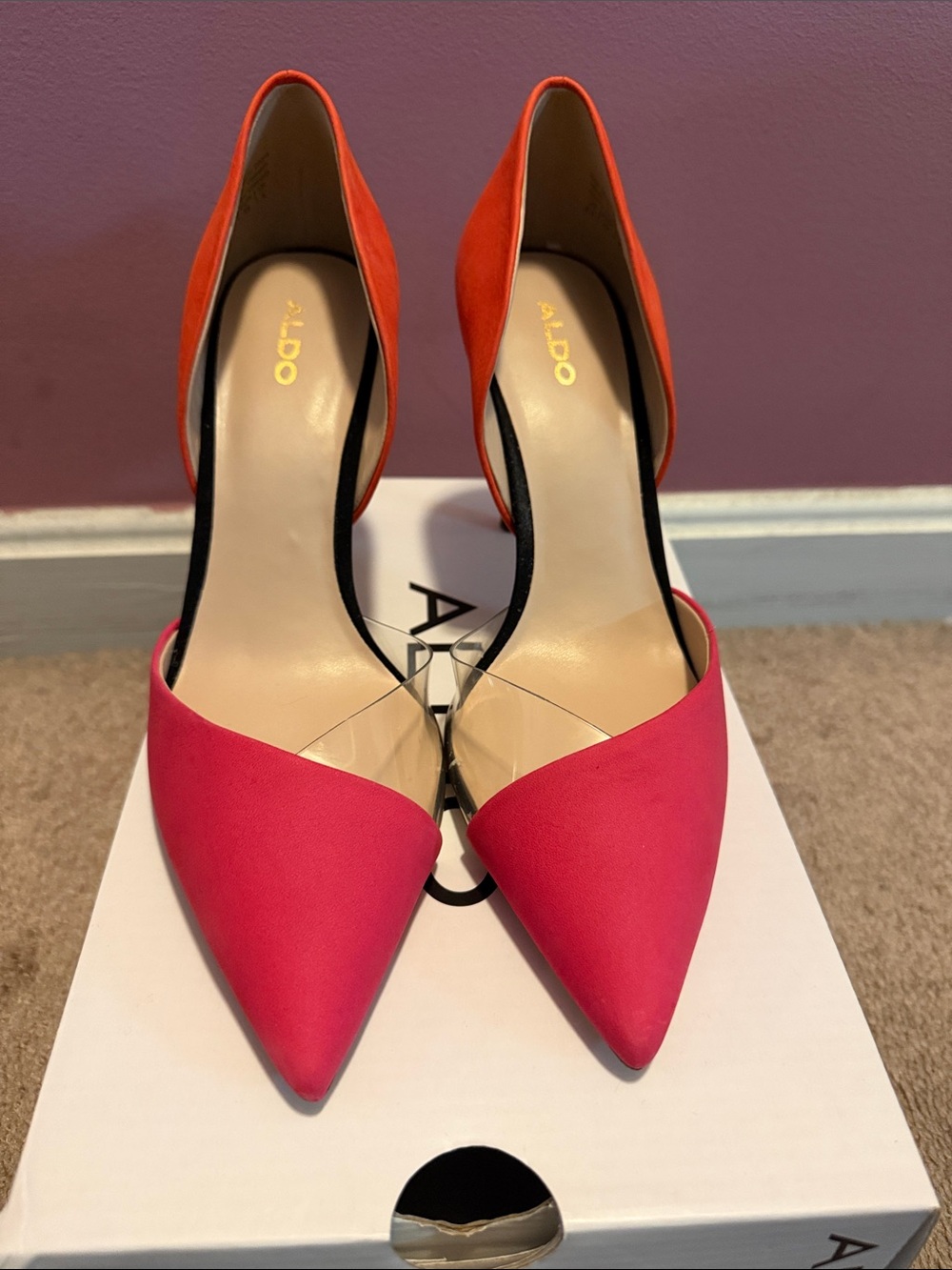 ALDO Pink & Orange Pointed D'Orsay Pumps